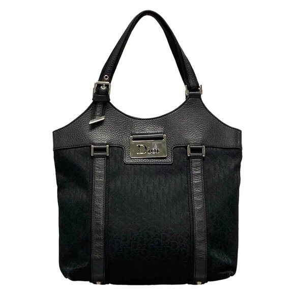 Auth DIOR/ChristianDior Street Chic/Trotter Black Jacquard Leather Tote Bag - Picture 1 of 16